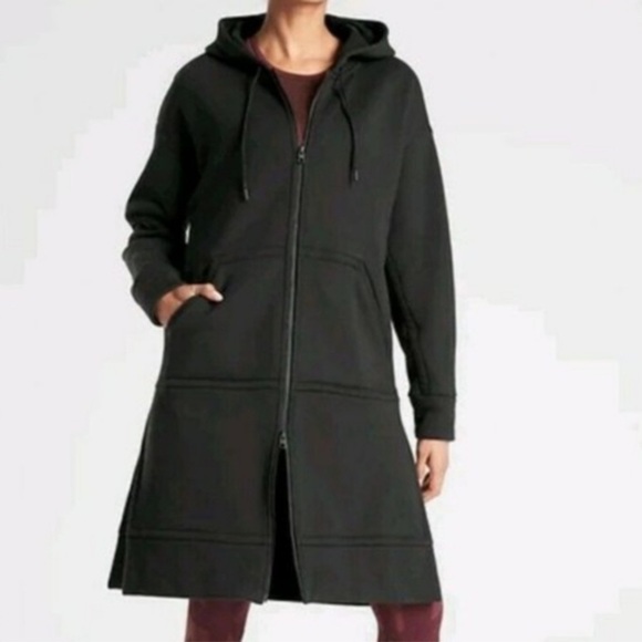 Athleta Jackets & Blazers - Athleta Tenacity Duster Full Zip Longline Hoodie Jacket Black Size L Sweatshirt